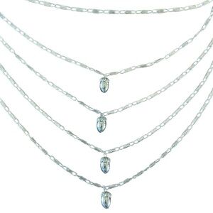 Acorn Five Strand Paperclip Silver tone Necklace Layer Stack